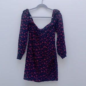 Like new mini cocktail dress - navy and red floral pattern